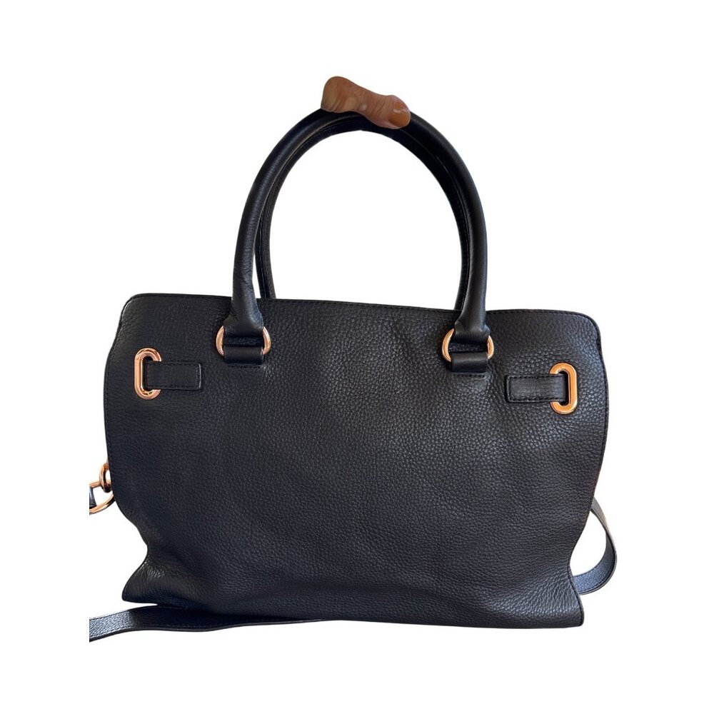 Michael Kors MK Hamilton Tote Handbag‎ Purse Black Pebbled Leather - Picture 7 of 15